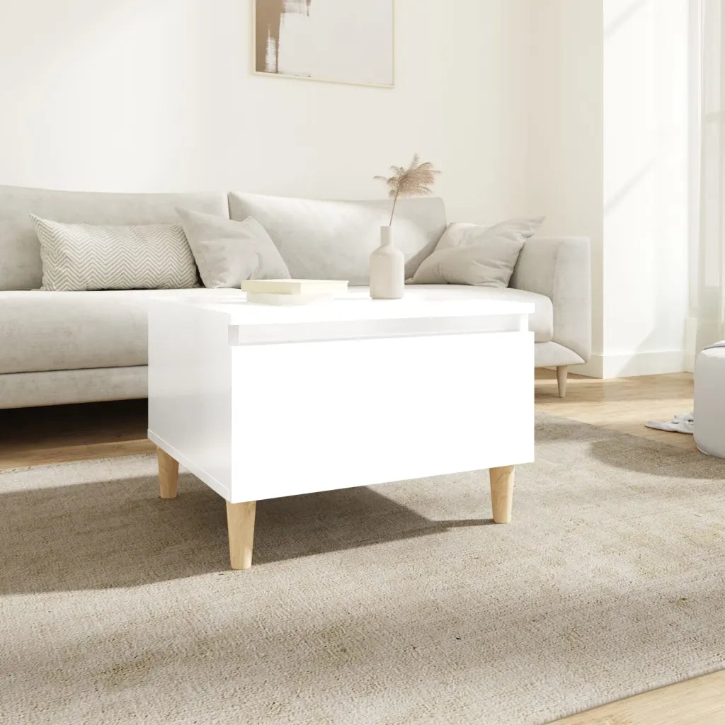 Tavolino-Tavolino da soggiorno-Tavolo Bianco Lucido 50x46x35 cm in Legno Multistrato 317872