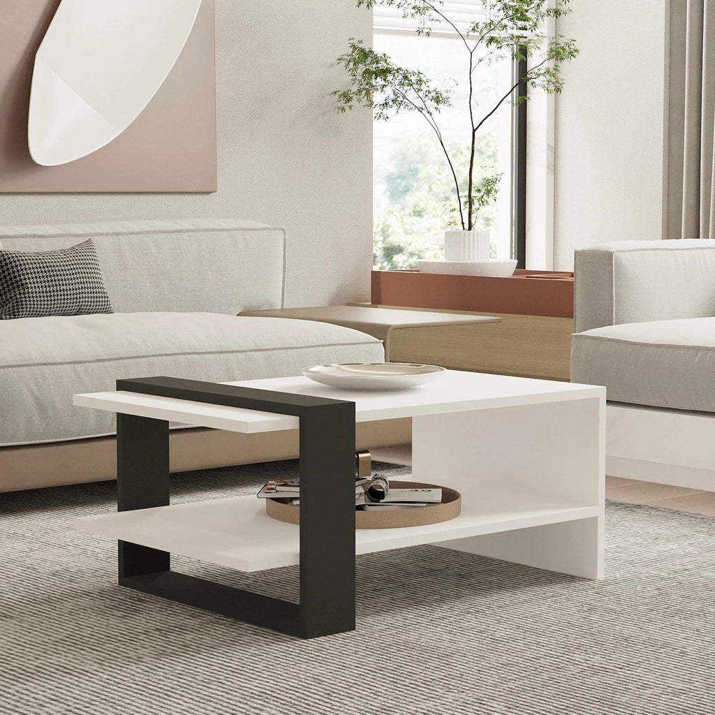 Cigliano, Tavolino da Salotto un Vano, 80x55x35h cm Bianco