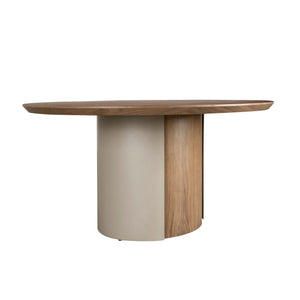 Tavolo da pranzo rotondo in noce e acciaio metallizzato color sabbia