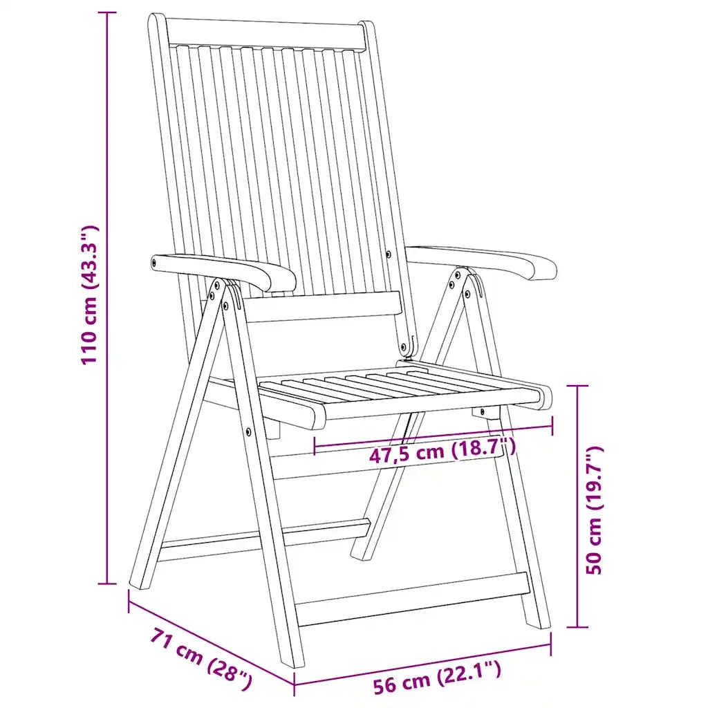 Sedie da Giardino Pieghevoli 4 pz in Legno Massello d'Acacia 3065515
