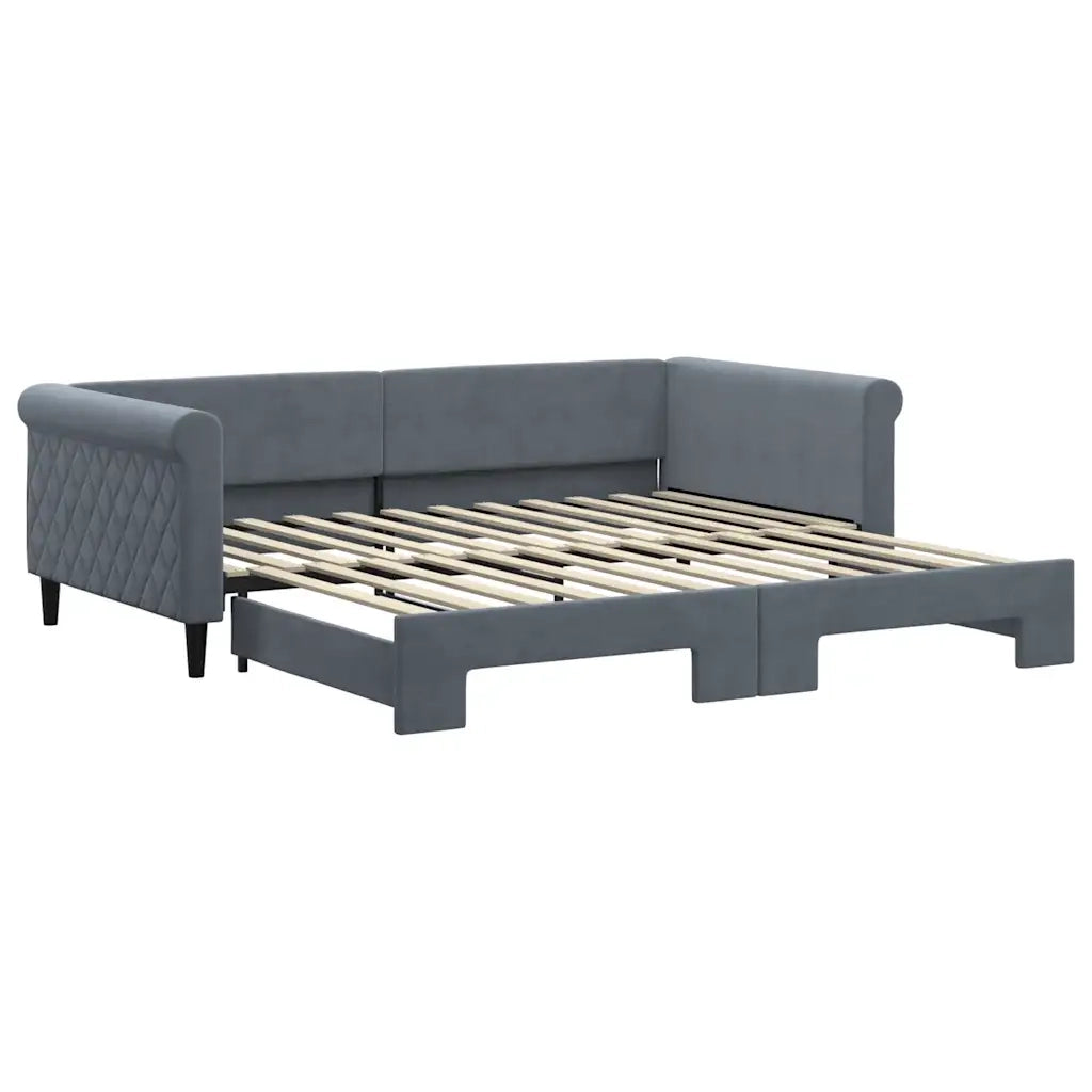 Divano Letto con Letto Estraibile-Sofa Letto-Daybed Grigio Scuro 100x200 Velluto 722638