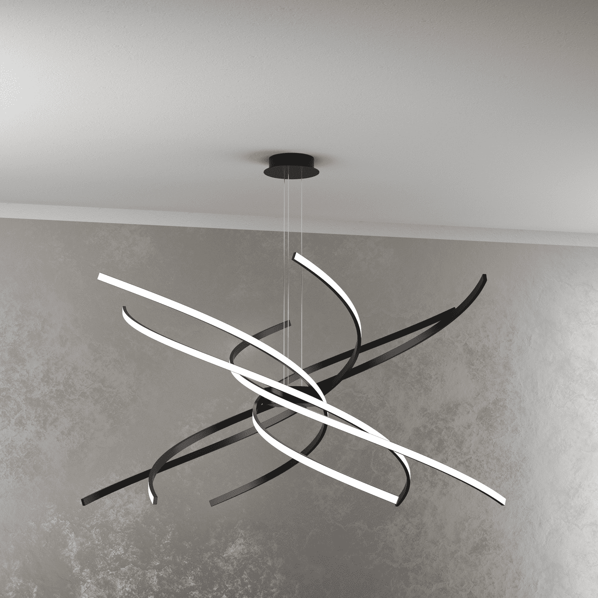 Lampadario a Led Moderno Top Light Tornado 88W 5950LM 1163/S100 Nero