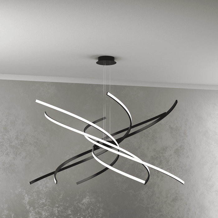 Lampadario a Led Moderno Top Light Tornado 88W 5950LM 1163/S100 Nero