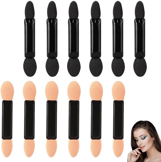 Pennello per ombretto professionale - 12 pezzi - Applicatore per trucco - Sponda morbida - Plastica duratura - Adatto per principianti e visagisti