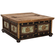 Tavolino artigianale in legno nero 100x100x47h cm