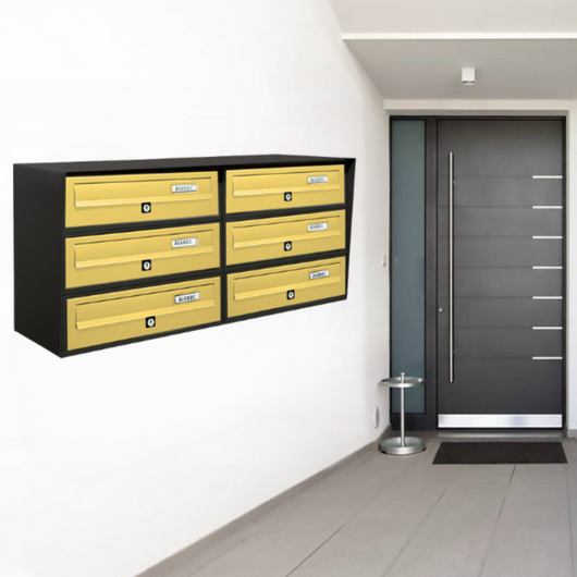 ALUBOX Cassette Postali Condominiali 6 Posti SLIM 37,8X77,5X30 Cm In Lamiera Zincata E Alluminio Cassetta Postale Da Esterno Condominiale Con Sistema Anti Prelievo COLORE: ANTRACITE BRONZO