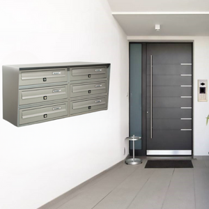 ALUBOX Cassette Postali Condominiali 6 Posti SLIM 37,8X77,5X30 Cm In Lamiera Zincata E Alluminio Cassetta Postale Da Esterno Condominiale Con Sistema Anti Prelievo COLORE: ARGENTO