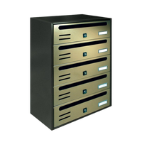 ALUBOX CUBO Cassette Postali Condominiali 5 Posti 53X38,5X25 Cm In Lamiera Zincata Cassetta Postale Condominiale Orizzontale Da Esterno E Interno Protetto COLORE: ANTRACITE E SPORTELLI BRONZO ANTICO