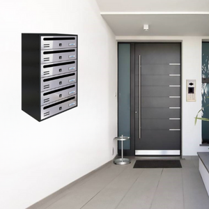 ALUBOX CUBO Cassette Postali Condominiali 6 Posti  63X38,5X25 Cm In Lamiera Zincata Cassetta Postale Condominiale Orizzontale Da Esterno E Interno Protetto COLORE: ANTRACITE E SPORTELLI INOX SPECCHIATO