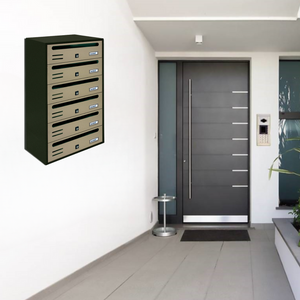 ALUBOX CUBO Cassette Postali Condominiali 6 Posti  63X38,5X25 Cm In Lamiera Zincata Cassetta Postale Condominiale Orizzontale Da Esterno E Interno Protetto COLORE: ANTRACITE E SPORTELLI SABBIA