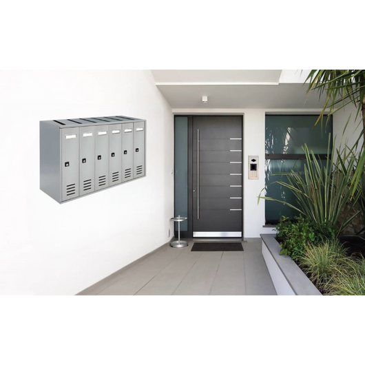 ALUBOX CUBO Cassette Postali Condominiali 6 Posti CUBO 38,5X63X25 Cm In Lamiera Zincata Cassetta Postale Condominiale Verticale Da Esterno E Interno Protetto COLORE: ARGENTO RAL 9006