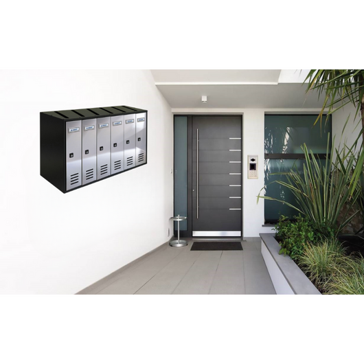 ALUBOX CUBO Cassette Postali Condominiali 6 Posti CUBO 38,5X63X25 Cm In Lamiera Zincata Cassetta Postale Condominiale Verticale Da Esterno E Interno Protetto COLORE: ANTRACITE E SPORTELLI INOX SPECCHIATO