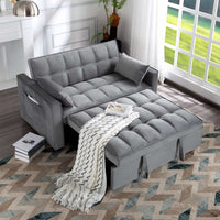 Divano Letto Apribile Reclinabile 3 Posizioni con Rivestimento in Velluto Grigio