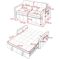 Divano Letto Apribile Reclinabile 3 Posizioni con Rivestimento in Velluto Grigio