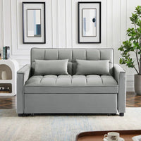 Divano Letto Apribile Reclinabile 3 Posizioni con Rivestimento in Velluto Grigio