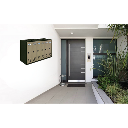 ALUBOX CUBO Cassette Postali Condominiali 6 Posti CUBO 38,5X63X25 Cm In Lamiera Zincata Cassetta Postale Condominiale Verticale Da Esterno E Interno Protetto COLORE: ANTRACITE E SPORTELLI SABBIA