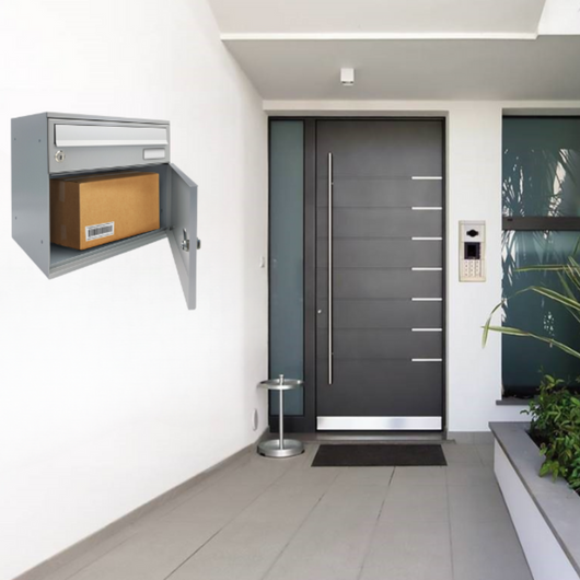 ALUBOX EASYBOX Cassetta Posta Con Vano Portapacchi Con Serratura Pblock Cassetta Postale Da Esterno 33X40X27 Cm In Lamiera Zincata E Sportello In Profilato Di Alluminio Personalizzabile COLORE: ARGENTO