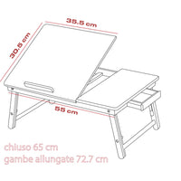 Tavolino Vassoio da Letto Divano in Bambu' PC Tablet Pieghevole Legno Naturale