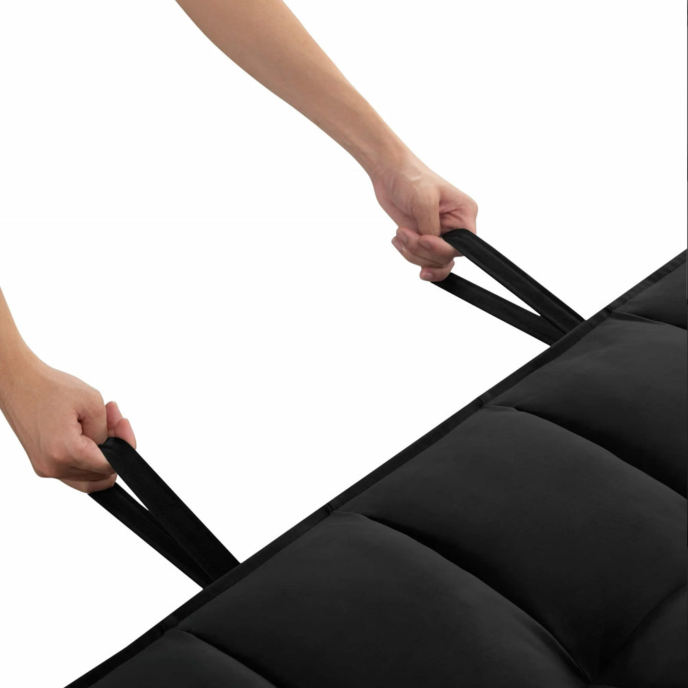 Divano Letto Apribile Reclinabile 3 Posizioni con Rivestimento in Velluto Nero