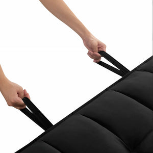 Divano Letto Apribile Reclinabile 3 Posizioni con Rivestimento in Velluto Nero