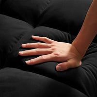 Divano Letto Apribile Reclinabile 3 Posizioni con Rivestimento in Velluto Nero