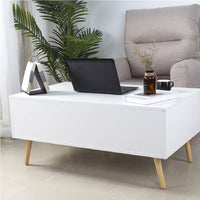 Tavolino da Salotto con Vano Contenitore in Legno 100x60x45cm Moderno Bianco