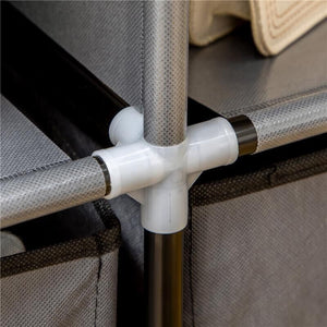 ARMADIO IN TESSUTO PIEGHEVOLE CON CASSETTI E ANTE AVVOLGIBILI CON ZIP, 125X43X162.5CM, GRIGIO SCURO