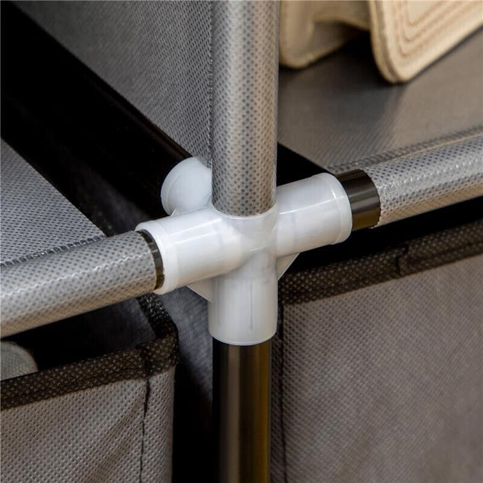 ARMADIO IN TESSUTO PIEGHEVOLE CON CASSETTI E ANTE AVVOLGIBILI CON ZIP, 125X43X162.5CM, GRIGIO SCURO