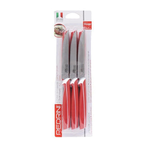 PEDRINI SET 6 COLTELLI BISTECCA DA TAVOLA ROSSI