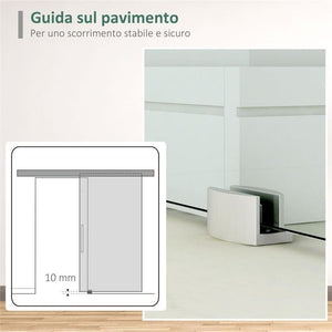 PORTA SCORREVOLE INTERNA IN VETRO SMERIGLIATO CON BINARIO B1 E MANIGLIA PER BAGNO CUCINA STUDIO VETRO 205X 77,5X 0,8CM