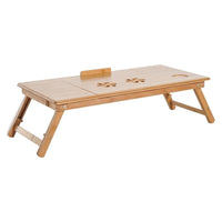 TAVOLINO DA LETTO PER PC PIEGHEVOLE E INCLINABILE CON CASSETTO, 72X35X22-30, COLORE LEGNO