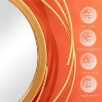 DECORAZIONE MURALE 3D IN METALLO, WALL ART A CERCHI CON SPECCHI 107X56CM, ORO