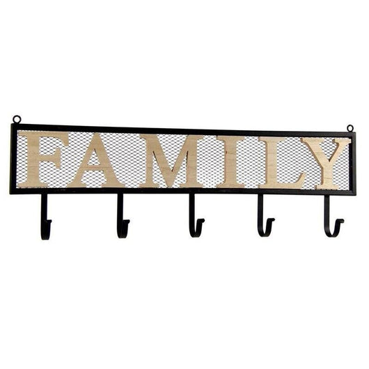 APPENDINO IN METALLO CON APPLICAZIONE IN LEGNO SCRITTA FAMILY 61 X 20 X 6 CM