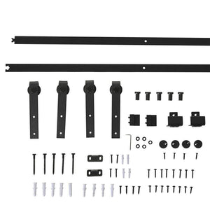 KIT PER PORTA SCORREVOLE IN LEGNO CON BINARIO 200CM E PORTATA 20KG, NERO
