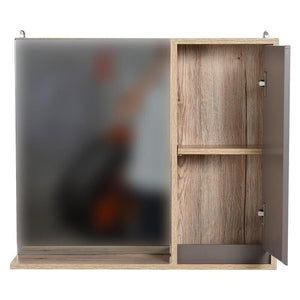 ARMADIETTO PENSILE PER BAGNO CON ANTA A SPECCHIO GRIGIO E ROVERE