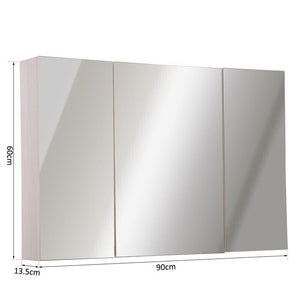 ARMADIETTO PENSILE DA BAGNO CON 3 ANTE A SPECCHIO 90 X 60 X 13,5 CM