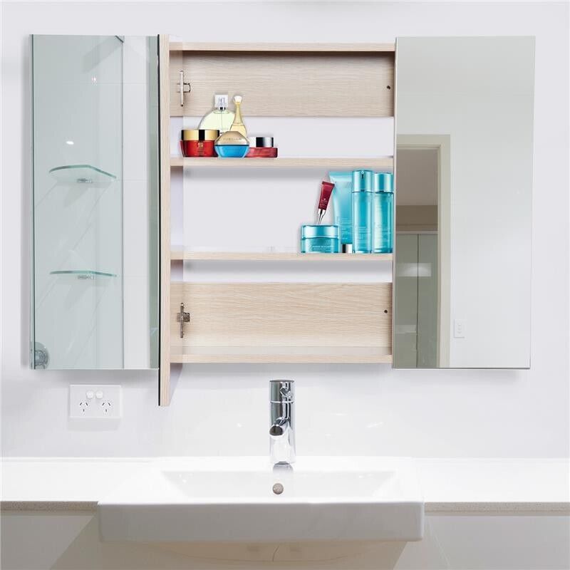 ARMADIETTO PENSILE DA BAGNO CON 3 ANTE A SPECCHIO 90 X 60 X 13,5 CM