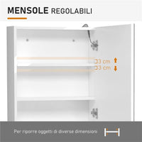 ARMADIETTO PENSILE DA BAGNO CON 1 ANTA SPECCHIO E LUCI A LED 60 X 50 X 15 CM