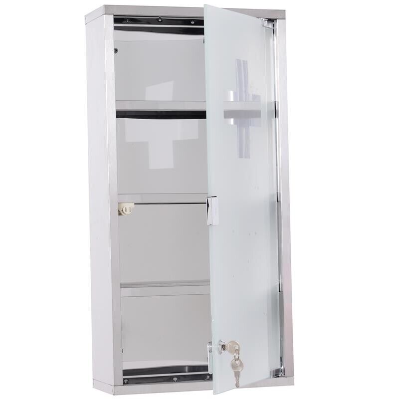 CASSETTA PORTA MEDICINALI CCON 4 RIPIANI IN ACCIAIO  30X12X60 CM BIANCA