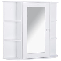 MOBILETTO PENSILE CON SPECCHIO E MENSOLE PER BAGNO 66X17X63 CM IN LEGNO BIANCO