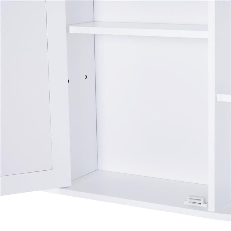 MOBILETTO PENSILE CON SPECCHIO E MENSOLE PER BAGNO 66X17X63 CM IN LEGNO BIANCO