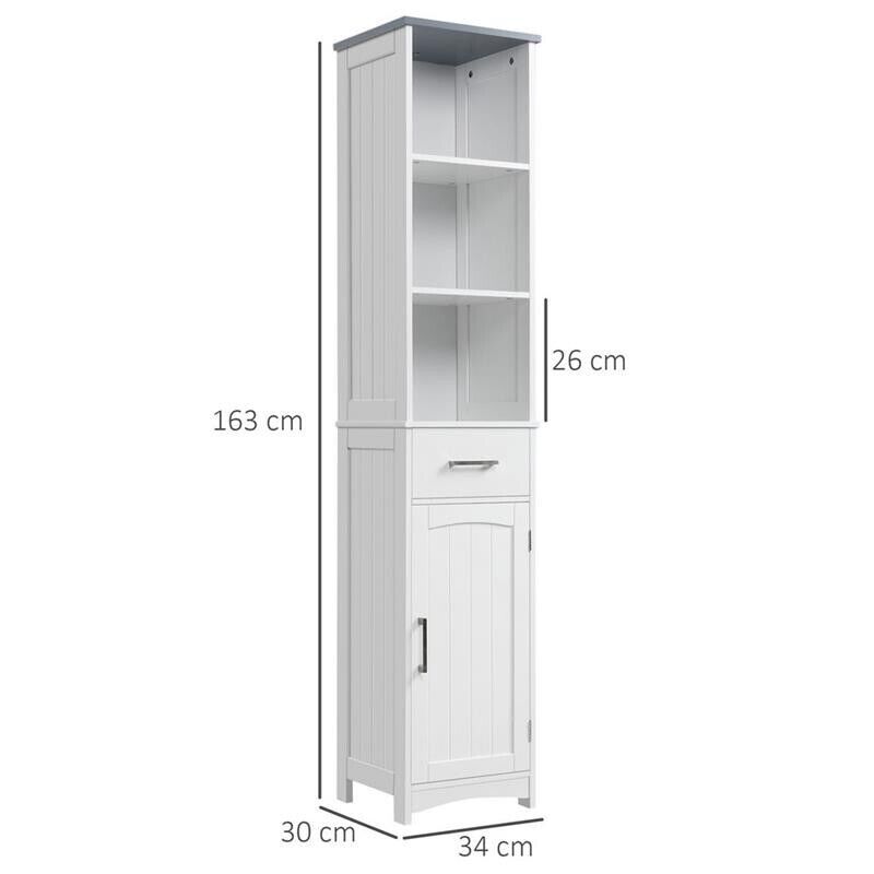 ARMADIETTO BAGNO CON SCAFFALE A 3 LIVELLI 1 CASSETTO E 1 MOBILETTO 34X30X163CM