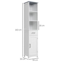 ARMADIETTO BAGNO CON SCAFFALE A 3 LIVELLI 1 CASSETTO E 1 MOBILETTO 34X30X163CM
