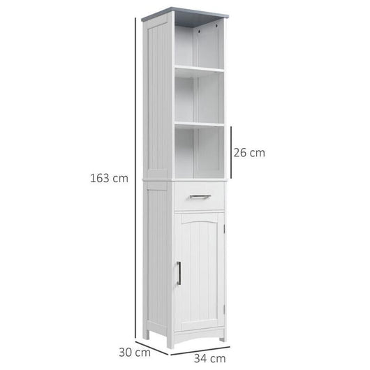 ARMADIETTO BAGNO CON SCAFFALE A 3 LIVELLI 1 CASSETTO E 1 MOBILETTO 34X30X163CM