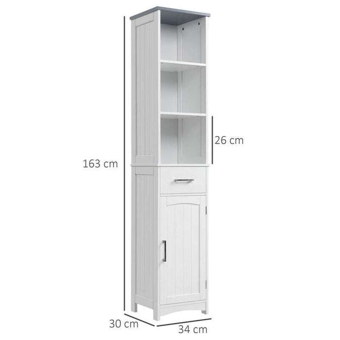 ARMADIETTO BAGNO CON SCAFFALE A 3 LIVELLI 1 CASSETTO E 1 MOBILETTO 34X30X163CM