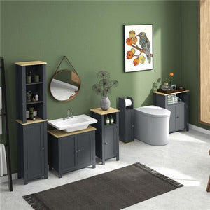 MOBILETTO BAGNO A 3 RIPIANI IN MDF E TRUCIOLATO CON RIPIANO INTERNO REGOLABILE, 60X30X80.5 CM