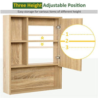 ARMADIETTO A SPECCHIO PER BAGNO CON SCAFFALE REGOLABILE 60X15X76 CM ROVERE