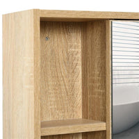 ARMADIETTO A SPECCHIO PER BAGNO CON SCAFFALE REGOLABILE 60X15X76 CM ROVERE