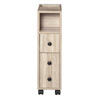 ARMADIETTO DA BAGNO A COLONNA DESIGN COMPATTO 4 RUOTE COLOR ROVERE