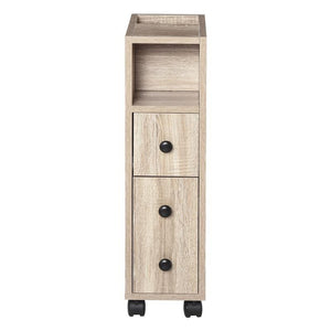 ARMADIETTO DA BAGNO A COLONNA DESIGN COMPATTO 4 RUOTE COLOR ROVERE